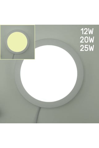 Yuvarlak Sıva Üstü Led Panel Armatür Trafolu Beyaz Gün 12/20/25W Beyaz