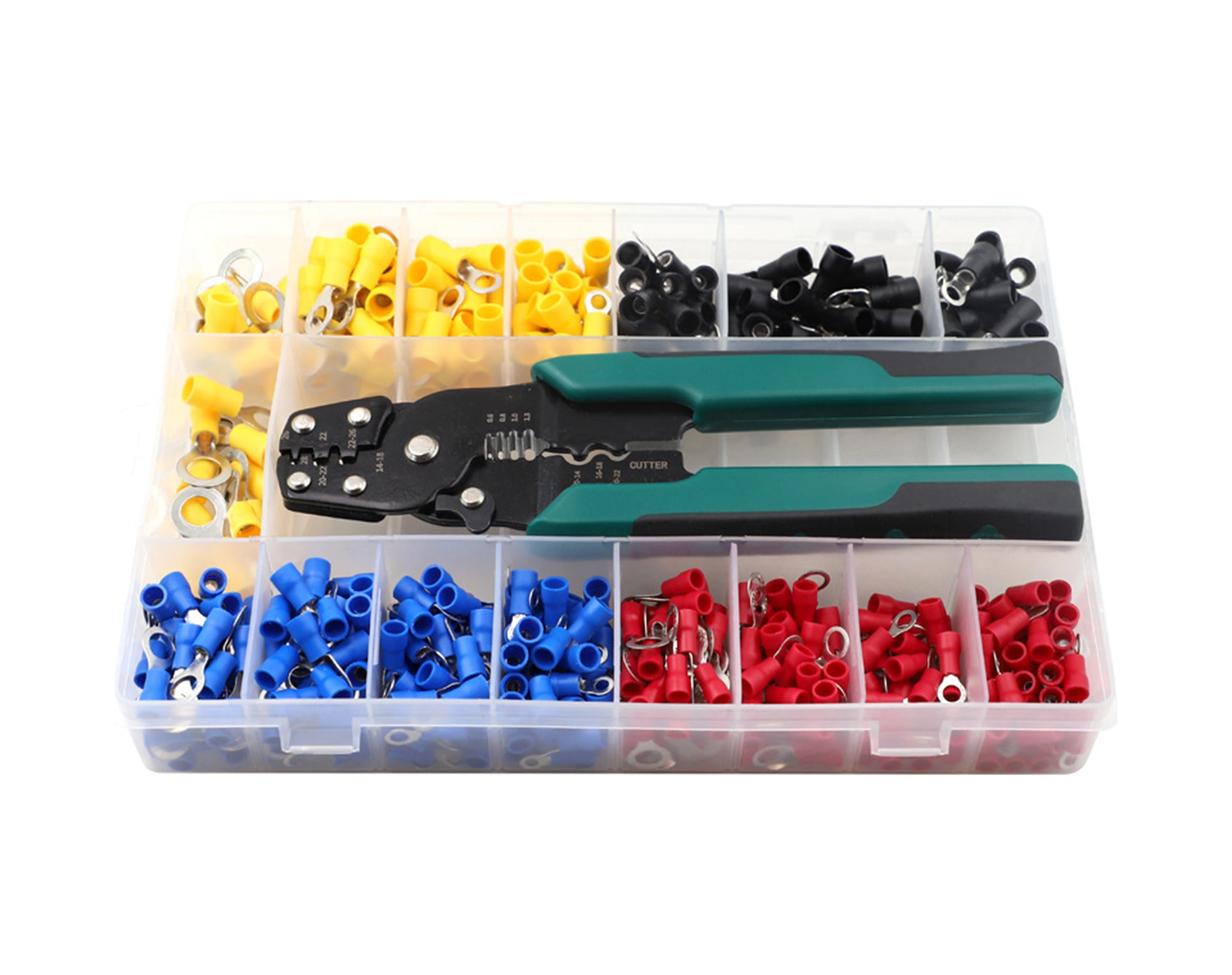 Yifomall 0.75-6mm² Telle Uygun Metal Soğuk Pres Terminale Seti - 15 Tip 520 Adet + Pres Makinesi + Taşınabilir Depolama Kutusu