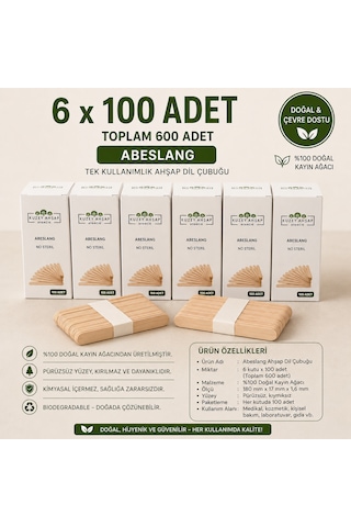600 Adet Ahap Dil Çubuğu- Abeslang- Ağda Spatulası Tek Kullanımlık 6'' 15 Cm