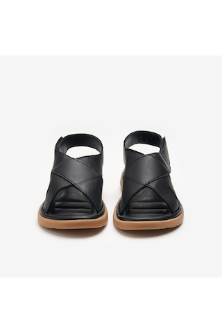 Nero Black Sandalet Kadın 49m1 Frau Cachemıre Comforttech Leather Sandals Wıth Back Strap siyah