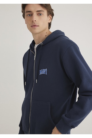 Mavi - Mavi Logo Baskılı Fermuarlı Lacivert Sweatshirt 0611715-70490 Lacivert