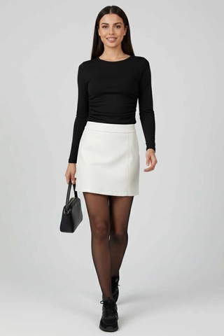 Yanı Büzgülü Bluz Siyah T4322 Siyah