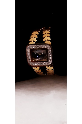 Giftworld Çelik Zirkon Baget Taşlı Yüzük Altın