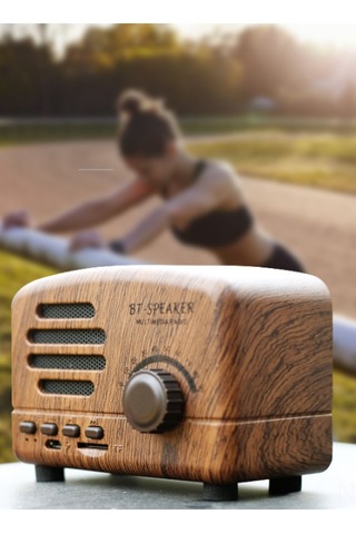 Lemestar "retro Ahşap Desenli Mini Bluetooth Hoparlör - Taşınabilir, Yüksek Ses Kalitesi"