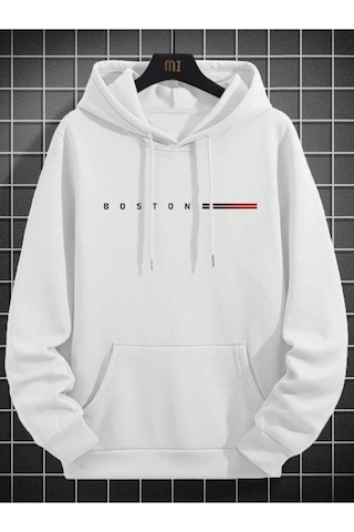 Altamira Erkek Boston Baskılı Oversize Kapşonlu Sweatshirt 001