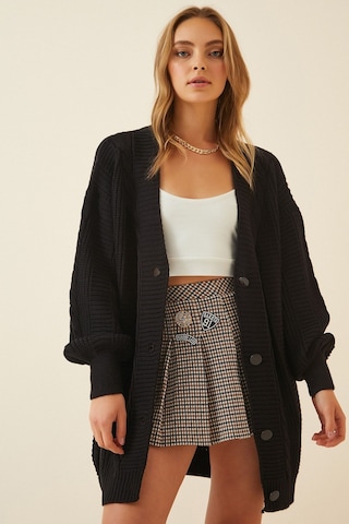 Gabria Düğmeli Örgülü Hırka Siyah