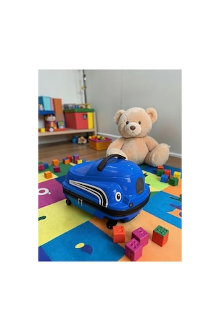 Aresshop Araba Valiz Çocuk Çanta Cocuk Araba Valız Lacivert