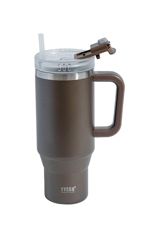 Tyeso Qq Termos Sızdırmaz Pipetli Çift Duvarlı Vakumlu 1200ml TS-8868KH Kahverengi
