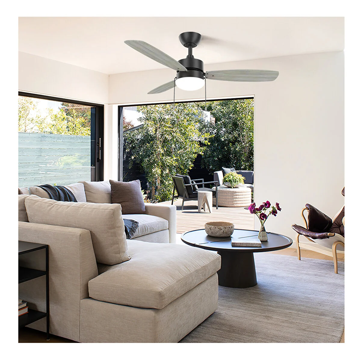 3 Kanatlı Led Siyah 111cm Tavan Vantilatörü