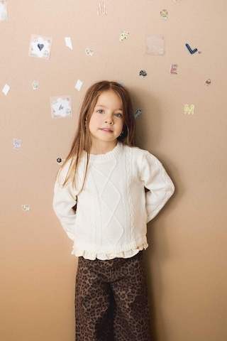 Defacto Kız Bebek Regular Fit Bisiklet Yaka Kazak F2445a525wner134 Ekru