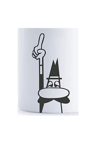 Bialetti - Kupa - Mug - 250ml - Bialetti İkonik Bıyıklı Adam Desenli - Porselen Açık Ahşap