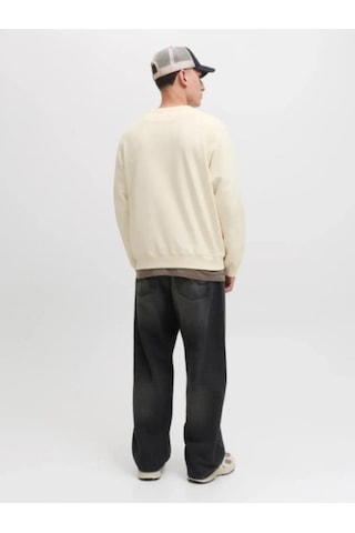 Jack & Jones Jack&jones 12282893 Jornorrebro Emb Sweat Antıque Whıte Erkek Sweatshirt Krem