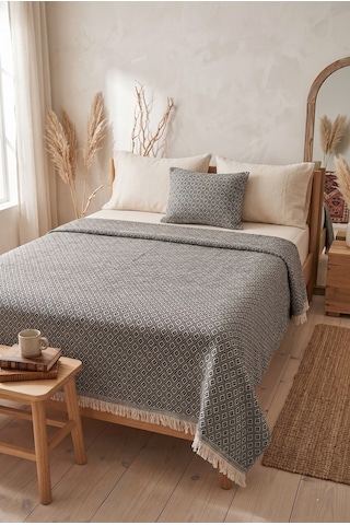 Dokuma Pike Çiftkişilik 200x220 Çok Amaçlı Bohem Yatak Örtüsü Çok Renkli