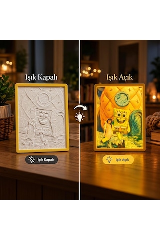 Kişiye Özel Sihirli Fotoğraf Çerçevesi Led Gece Lambası Lithophane Çok Renkli