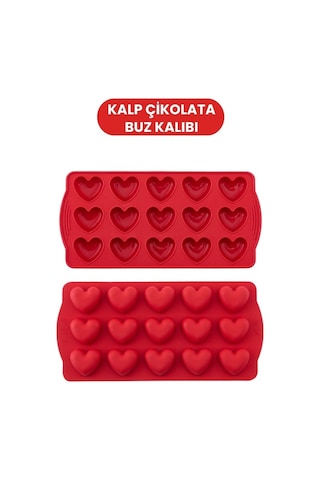 2 Li Silikon Kalp Ve Çubuk Kalıbı Seti, Kalp + Çubuk Buz Çikolata Sabun Silikon Kalıbı Seti Bpa Free Kırmızı