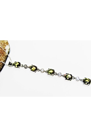 925 Ayar Gümüş Zultanit Oval Taşlı Uzun Tarz Kadın Kolye