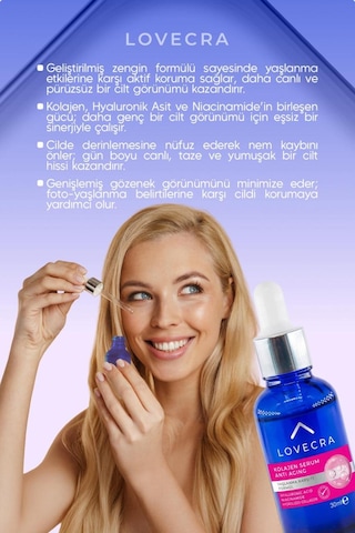 3 Etkili Kolajen Serum Niacinamide Hyaluronic Acid Nemlendirici Yaşlanma Karşıtı Cilt Serumu 30ml