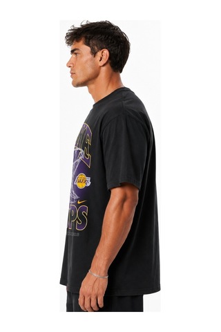 Nike Los Angeles Lakers Courtside Loose Fit Mens Tee Erkek Grafik Baskılı Bol Kesim Tişört Siyah