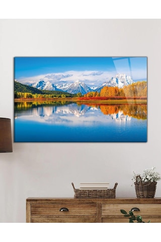 Dağ Yansıma Manzara Cam Tablo 4mm Dayanıklı Temperli Cam Mountain Reflection Landscape Glass Table25