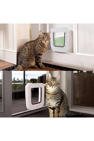 Homyl Abs Pet Kedi Küçük Köpek Manyetik Kilit Flap Beyaz