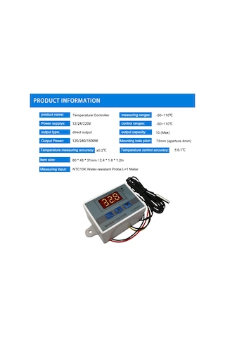 Kangvka Akıllı Sıcaklık Kontrol Cihazı -50 110 C, 1m Su Geçirmez Prob, Ev/aquarium/inkübasyon, 110-220v, 0.1 C Doğruluk