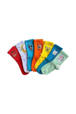 Çorap Dünyam 7 Li Çizgi Film Anime Gumball Darwin Jake Finn Karakterli Neşeli Çok Renkli