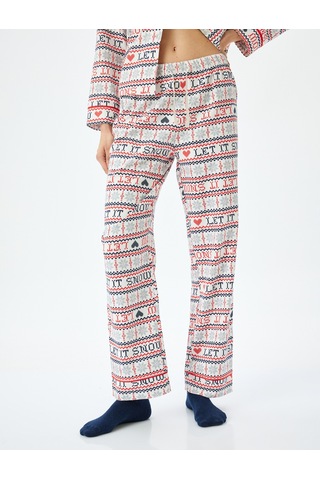 Koton Yılbaşı Temalı Pamuklu Pijama Altı Kırmızı Desenli 5wlk50018mw Kırmızı Desenli Kırmızı