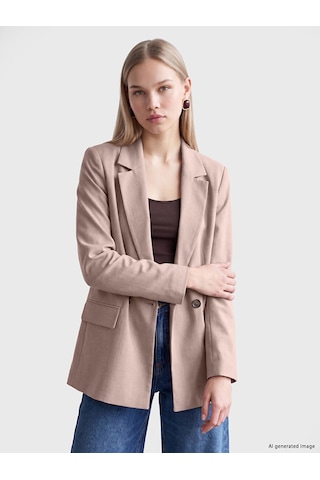 Lcw Vision Bej Kruvaze Yaka Kadın Blazer Ceket