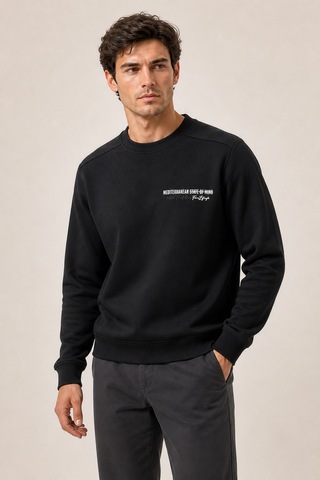 Redline Takes Bisiklet Yaka Kışlık Regular Fit Sweatshirt Siyah