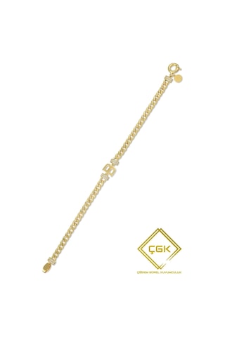 Çgk Çiğdem Gürel Kuyumculuk 14 Ayar B Harfi Gurmet Altın Bileklik Çok Renkli