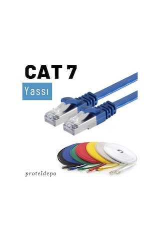 Irenis CAT7 Kablo Yassı FTP Ethernet Network LAN Ağ Kablosu, 15 M-Gri