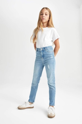 Defacto Kız Çocuk Skinny Fit Yırtık Detaylı Dar Paça Cepli Jean Pantolon C9483A824AUNM28 Mavi