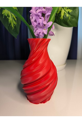 Bohem Tarzda Dekoratif Vazo - 15cm Kırmızı