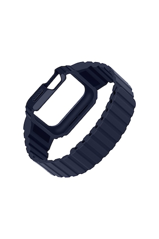 Apple Uyumlu Watch  Series 10 / 11 Kılıf 42mm Silikon Kordon Kd-142 Airbag Tasarımlı Kasa Koruyuculu