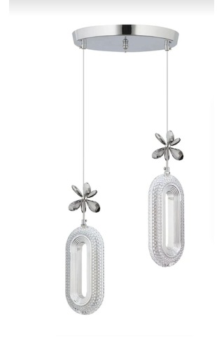 Serra Model 2'li Avizeb 3 Renk Modu Ledli Modern Salon Mutfak Oturma Odası Led Avize Krom