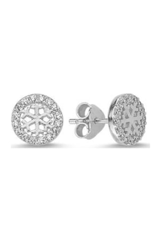 Brezza Lusso Jewelry Gümüş Zirkon Taşlı Kalp Kar Tanesi Kadın Kolye Küpe Seti