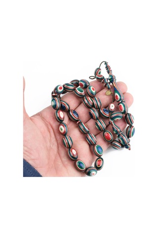 Kafur Ağacı Usta İşi İmzalı Beyzi Kesim 10x14mm Tesbih Çok Renkli