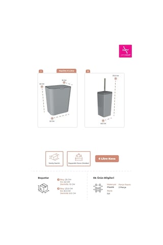 Flip 2'li Banyo Seti - Gri Diğer