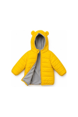 Mnk Baby & Kids Erkek Çocuk Kapüşonlu İçi Polarlı Fermuarlı Şişme Mont M00858 Sari