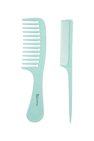 Samdoo Buğday Sapı İki Adet Saç Taraması Seti - Geniş Ve Dar Dişli, Statik Üretmez, Saç Ve Kafa Derisini Korur, Rastgele Renk