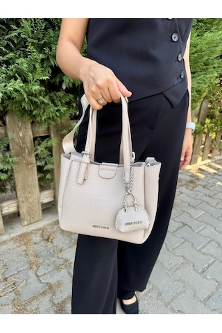 Just Polo Kadın Yeni Sezon 3 Bölmeli Yumuşak Deri Lüks Ve Şık Dokunuş El & Omuz Çantası Shoulder Bag Ekru