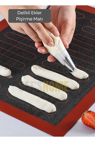 Delikli Ekler Pişirme Matı Çift Taraflı Fırın Matı Silikon Hamur Matı Yapışmaz Büyük Boy 40x60 Cm