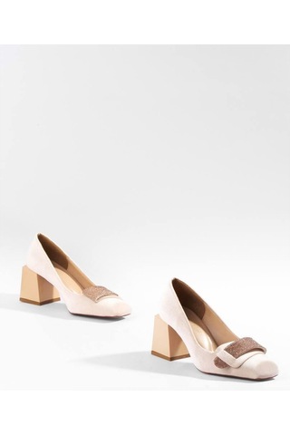 Paris Shoes Paris Bej Kadife Klasik Topuklu Ayakkabı Z081-bej Bej