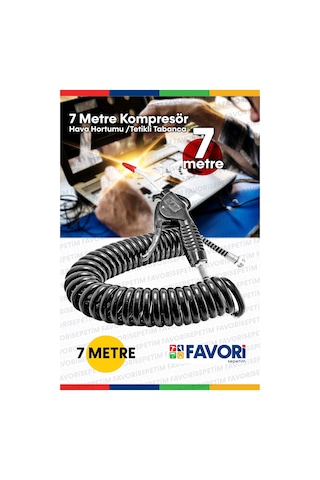 Hava Üfleme Toz Alma 7Mt Hava Tabancası Spiral Hava Hortumu