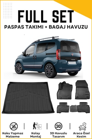 Fiat Fiorino 2023 Model Birebir Uyumlu Bagaj Havuzu+paspas Seti