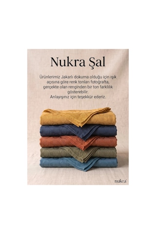 Nukra Jakarlı Pamuk Tesettür Şal Otantik Desen Kına Yeşili 70 X 190 Cm