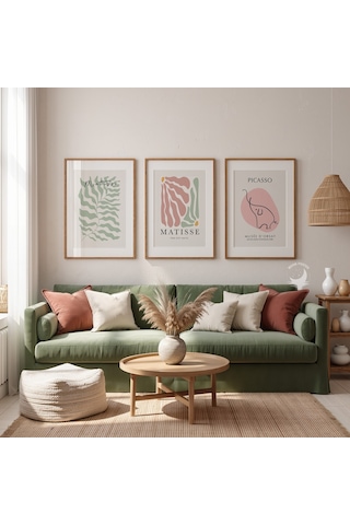 3'lü Matisse Picasso Poster Seti Modern Sanat Minimalist Duvar Dekoru