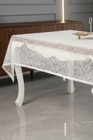Şal Lüx Raşel Dantel Krem Masa Örtüsü 155x220 Cm 1292 Krem