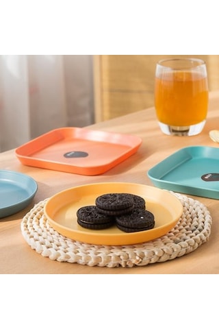 Mavi 1 Takım Tükürük Kemik Tabağı Kolay Temizlenebilir Yeniden Kullanılabilir 6 İnç Japon Tarzı Meyve Tabağı Yuvarlak