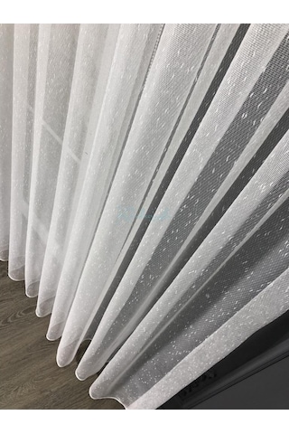 Tül Perde Brillant Kar Yağdı Etek Kurşun Sarım Düz Tül Sarı